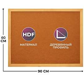 Доска 60х90 см Attache Economy HDF деревянная рама