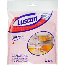 Салфетка хозяйственная Luscan микрофибра 30х30 см 200 г/кв.м красная