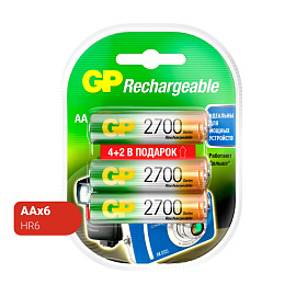 Аккумулятор AA 2600 мАч GP 2700 series 270AAHC4/2-2CR6 6 штук в упаковке Ni-Mh