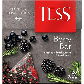 Чай черный Tess Berry Bar 20 пирамидок (ежевика, черная смородина)