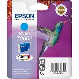 Картридж струйный Epson T0802 C13T08024011 голубой оригинальный