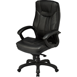 Кресло для руководителя Easy Chair CS608Е черное (натуральная кожа с компаньоном, пластик)