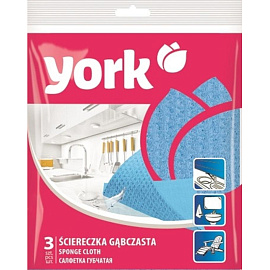 Салфетки хозяйственные губчатые York целлюлоза 17.5x15.5 см 590 г/кв.м (3 штуки в упаковке)