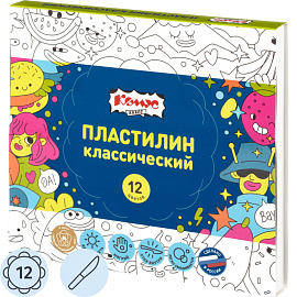 Пластилин классический Комус Класс Максики 12 цв/наб, 240г, со стеком