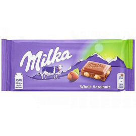 Шоколад Milka молочный с цельным лесным орехом 100 г