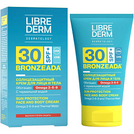 Крем для лица солнцезащитный Librederm Bronzeada с омегой 3-6-9 и термальной водой SPF30 150 мл