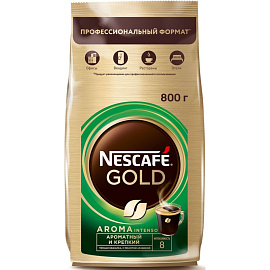 Кофе молотый в растворимом Nescafe Gold Aroma Intenso 800 г (пакет)