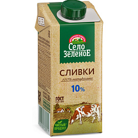 Сливки Село Зеленое стерилизованные 10% 200 г