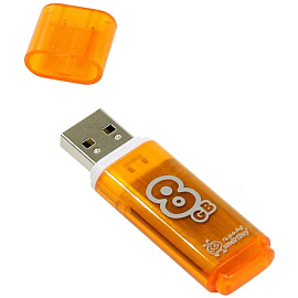 Флеш-диск 8 GB, SMARTBUY Glossy, USB 2.0, оранжевый, SB8GBGS-Or