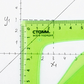 Набор чертежный СТАММ, размер M (линейка 20см, треугольник, транспортир), гибкий, прозрачный, зеленый, европодвес