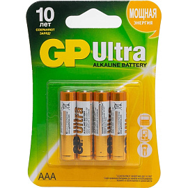 Батарейка ААА мизинчиковая GP Ultra (4 штуки в упаковке)