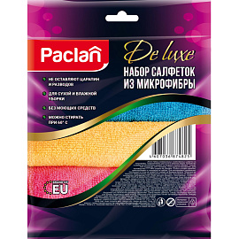 Салфетки хозяйственные Paclan Deluxe микрофибра 30x30 см 240 г/кв.м разноцветные (4 штуки в упаковке)