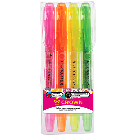 Набор текстовыделителей Crown Multi Hi-Lighter Aroma (толщина линии 1-4 мм, 4 цвета)