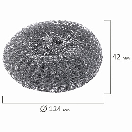 Губка (мочалка) металлическая, сетчатая, 60 г, БОЛЬШАЯ, для посуды, гриля, плиты, LAIMA, 603105