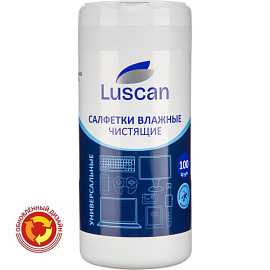 Салфетки влажные универсальные LUSCAN (Attache Selection) с антистатическим эффектом (100 штук в тубе)