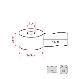 Бумага туалетная рулонная Teres Эконом макси T1 1-слойная цвет цвет натуральный белый белая 6 рулонов по 480 метров (T-0014)