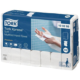 Полотенца бумажные листовые Tork 100288 Premium H2 М-сложения 2-слойные 21 пачка по 110 листов