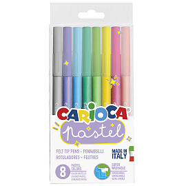 Фломастеры Carioca "Pastel", 08цв., смываемые, ПВХ, европодвес