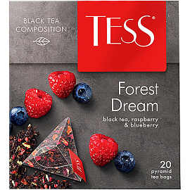 Чай черный Tess Forest Dream 20 пирамидок (малина, черника)