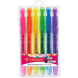 Набор текстовыделителей Crown Multi Hi-Lighter Aroma (толщина линии 1-4 мм, 6 цветов)