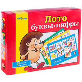 Игра настольная Лото, Step Puzzle "Буквы-цифры", картонная коробка