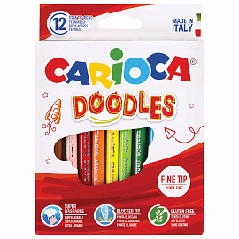 Фломастеры CARIOCA (Италия) "Doodles", 12 цветов, суперсмываемые, 42314