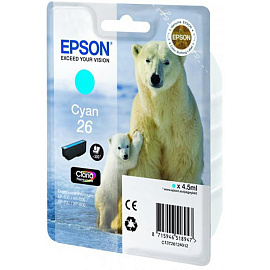 Картридж струйный Epson 26 C13T26124012 голубой оригинальный