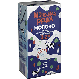 Молоко Молочная Речка ультрапастеризованное 3.2% 973 г