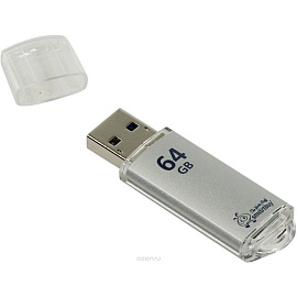 Флешка USB 2.0 64 ГБ Smartbuy V-Cut серебристая (SB64GBVC-S)