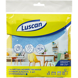 Салфетка хозяйственная Luscan микрофибра 30х30 см 300 г/кв.м синяя