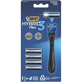 Бритва Bic Flex 3 Hybrid с 4 сменными кассетами