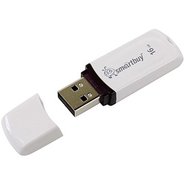 Флеш-диск 16 GB, SMARTBUY Paean, USB 2.0, белый, SB16GBPN-W