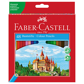 Карандаши цветные Faber-Castell "Замок", 48цв., шестигр.,заточ., картон, европодвес