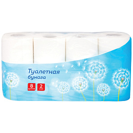 Бумага туалетная OfficeClean 2-слойная, 8шт., тиснение, белая