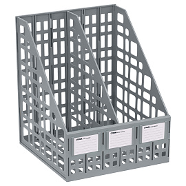 Лоток для бумаг вертикальный СТАММ, сборный, 2 отделения, серый