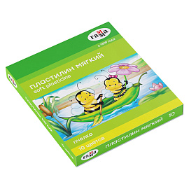 Пластилин восковой ГАММА "Пчелка", 10 цветов, 150 г, со стеком, картонная упаковка, европодвес, 280031Н