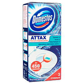 Стикер для унитаза Domestos Attax Морская свежесть (3 штуки в упаковке)