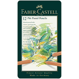 Карандаши цветные пастельные Faber-Castell Pitt 12 цветов в металлической коробке