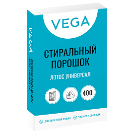 Порошок стиральный Vega, Лотос Универсал, 400г, картонная коробка