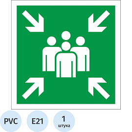 Знак безопасности Пункт (место) сбора Е21 (200x200 мм, пластик)