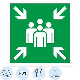 Знак безопасности Пункт (место) сбора Е21 (200x200 мм, пленка ПВХ)