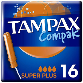 Тампоны с аппликатором Tampax Compak Super Plus Duo (16 штук в упаковке)