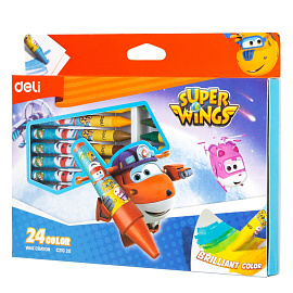 Мелки восковые Deli Super Wings круглые 24 цветов