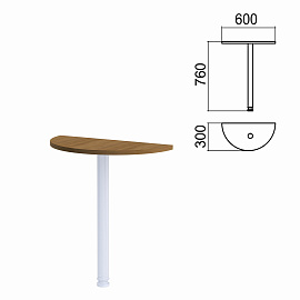 Стол приставной полукруг "Арго", 600х300 мм, БЕЗ ОПОРЫ, орех