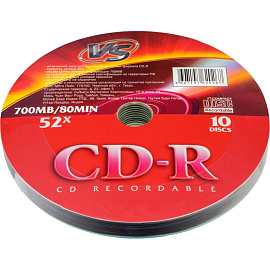 Диск CD-R VS 700 МБ 52x pack wrap VSCDRSH1001 (10 штук в упаковке)