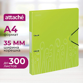 Папка на 2-х кольцах Attache Fantasy 35 мм салатовая до 300 листов (пластик 0.6 мм)