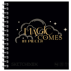 Скетчбук 40л., 170*170 BG "Magic comes", на гребне, матовая ламинация, фольга, Soft Touch, 120г/м2