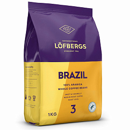 Кофе в зернах Lofbergs Brazil 100% арабика 1кг (пакет)