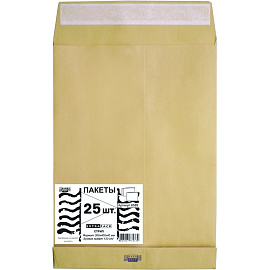 Пакет Extrapack E4 (300x400 мм) из крафт-бумаги 120 г/кв.м стрип (25 штук в упаковке)