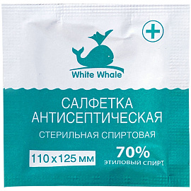 Салфетки стерильные White Whale, 110*125мм, 80шт., антисептические, спиртовые